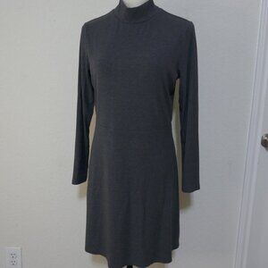 Banana Republic Dress Ribbed Long Sleeve Mock Neck Charcoal Gray Med 305663